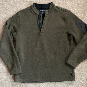 ExOfficio Sweater Mens L Green 1/4 Snap Pullover Fleece Outdoor Hiking Travel